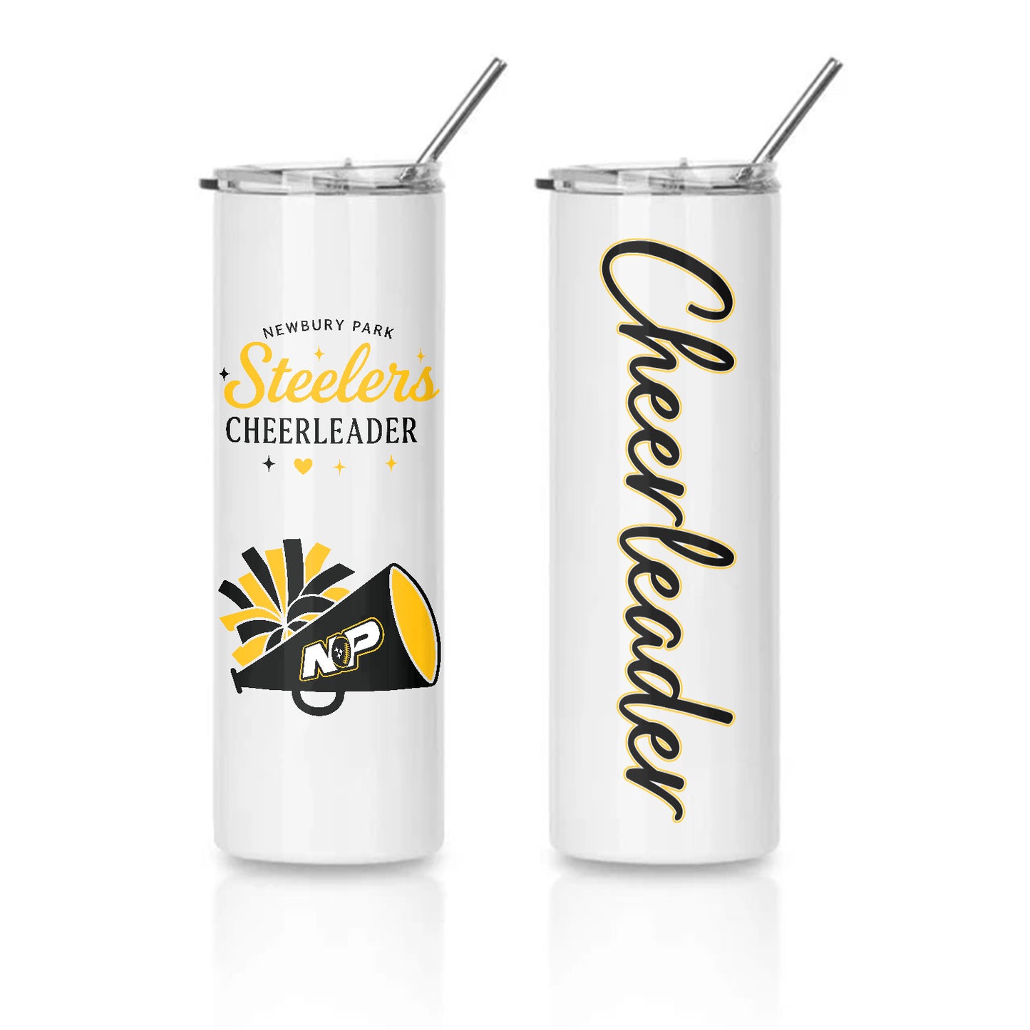 NP Cheer Tumbler 20oz Tumbler Skinny Tumbler with Straw