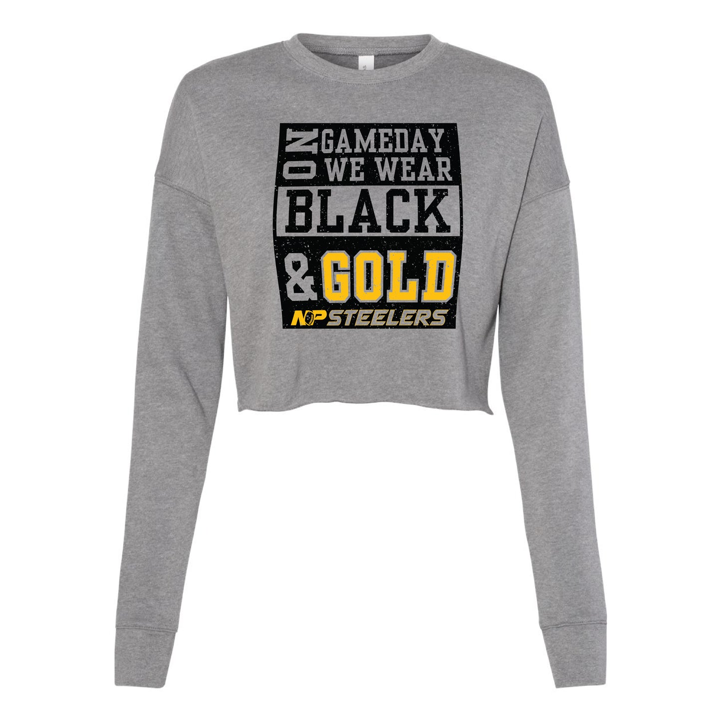 NP Game Day Black & Gold Women's Crop Fleece Crewneck Sweatshirt 7503