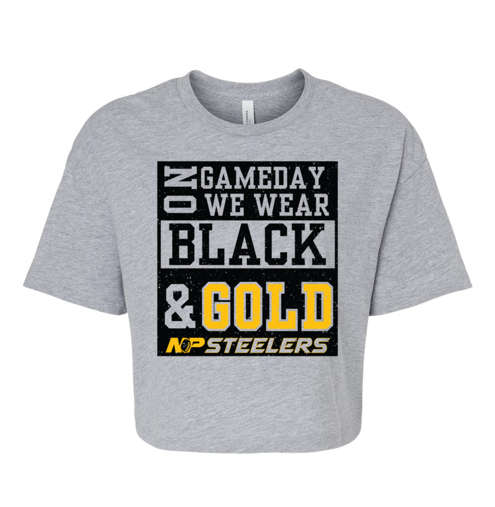 NP Game Day Black & Gold Women's Crop Tee 6482