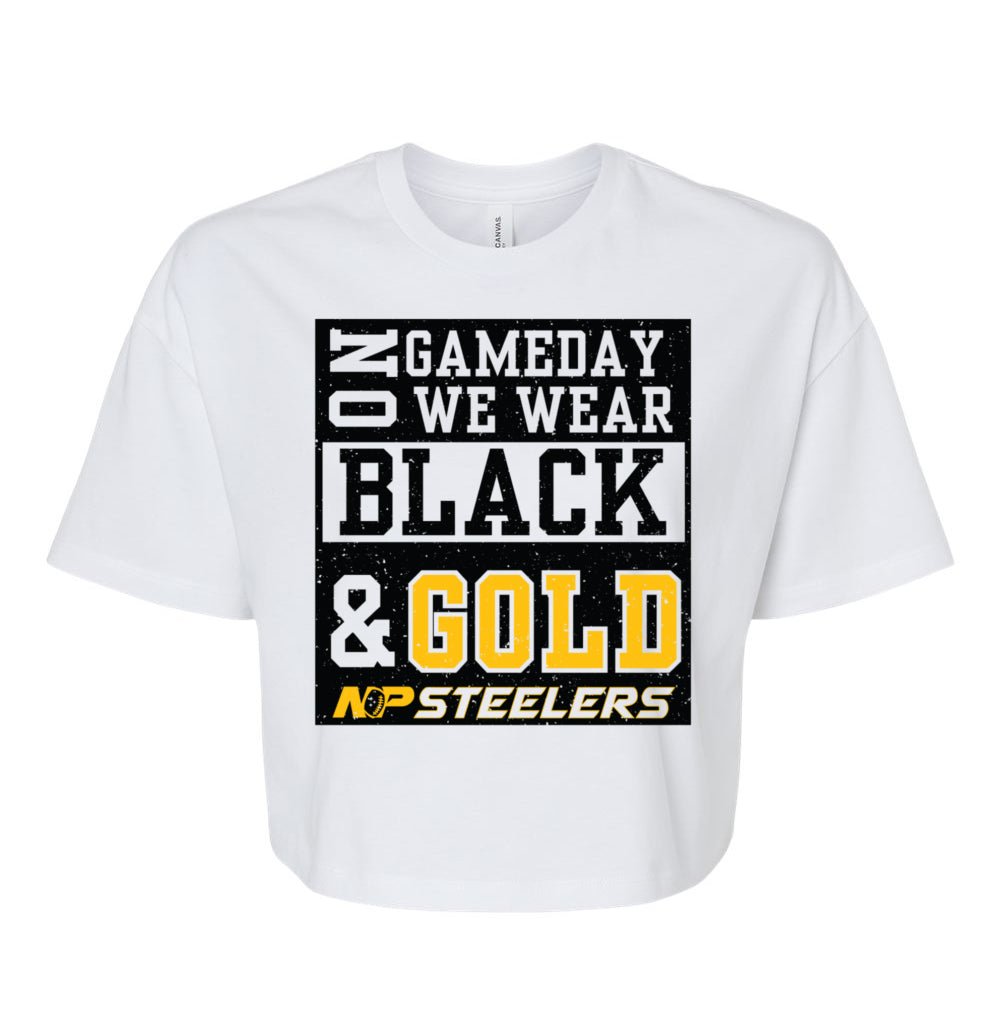 NP Game Day Black & Gold Women's Crop Tee 6482