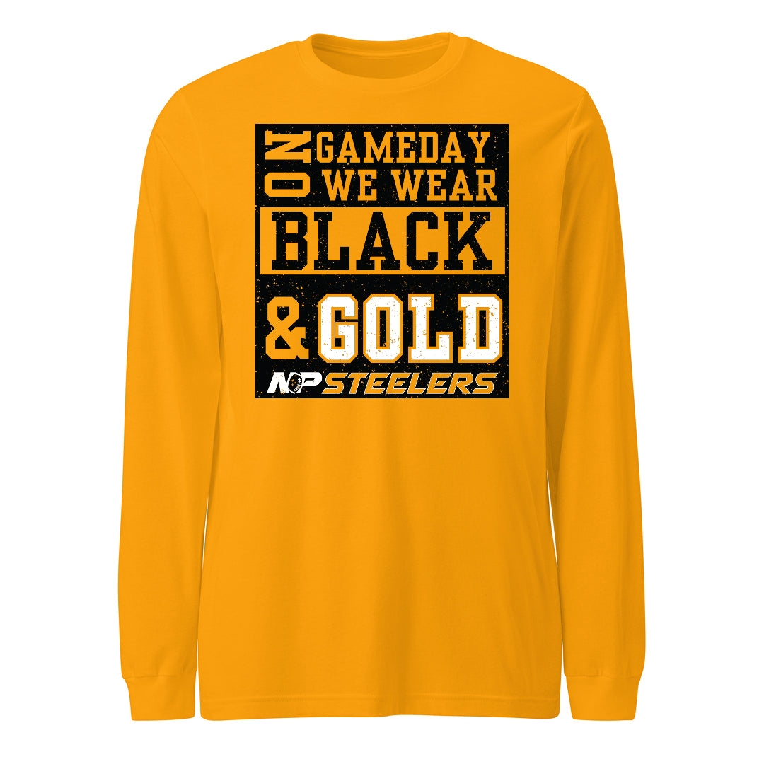 NP Game Day Black & Gold Unisex Long Sleeve Tee 3501