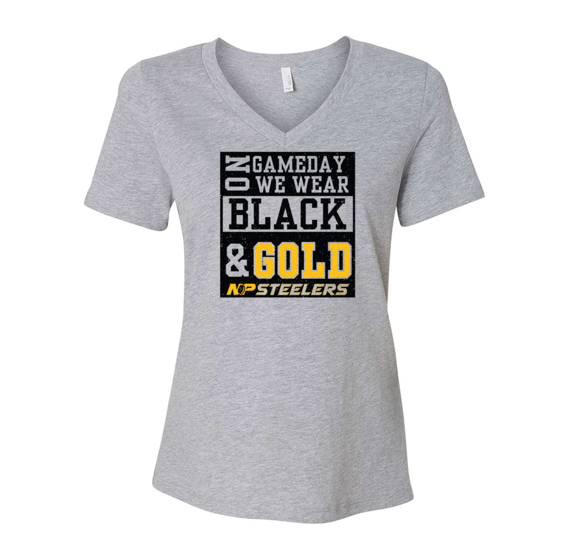 NP Game Day Black & Gold Women's Relaxed V-Neck Tee 6405