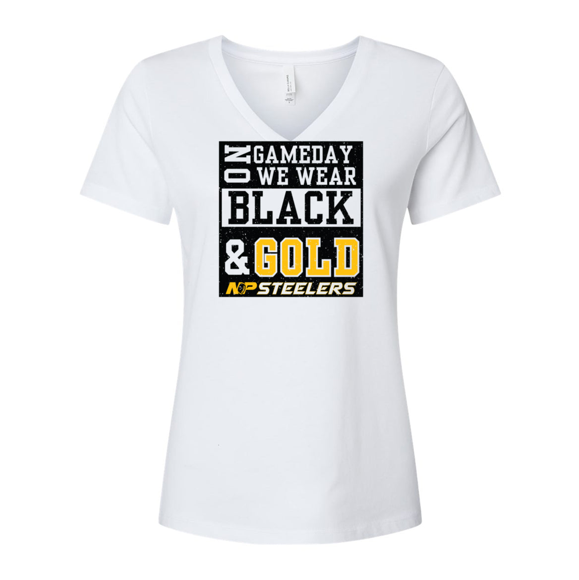 NP Game Day Black & Gold Women's Relaxed V-Neck Tee 6405