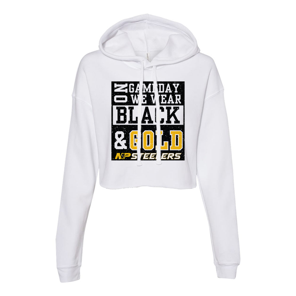 NP Game Day Black & Gold Women's Crop Fleece Hoodie 7502