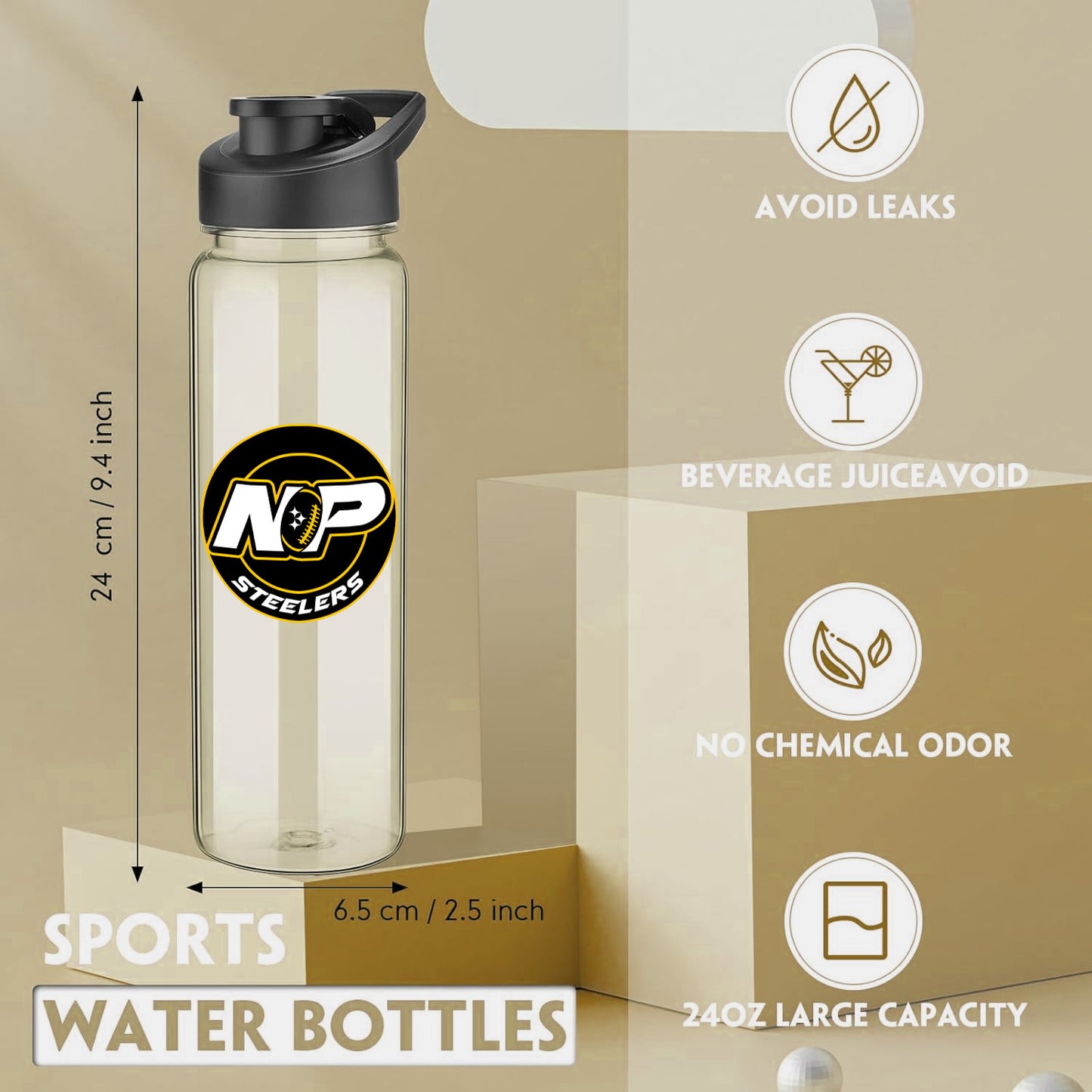 NP Main Logo 24OZ Sports Water Bottle B0B9SM4DY2