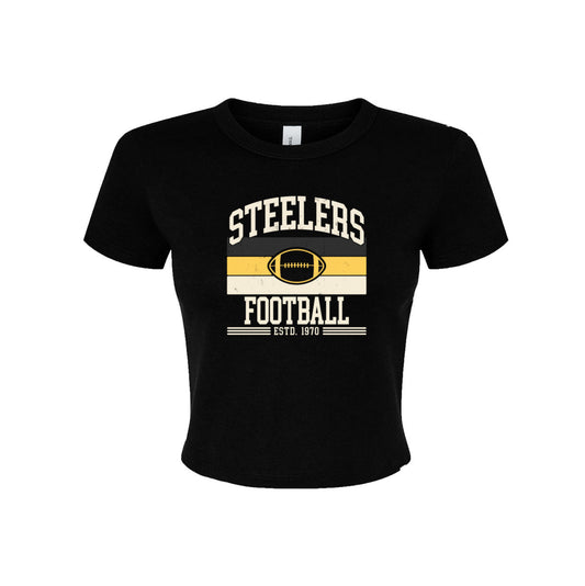 Steelers Vintage Stripes Women's Micro Rib Baby Tee 1010