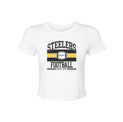 Steelers Vintage Stripes Women's Micro Rib Baby Tee 1010