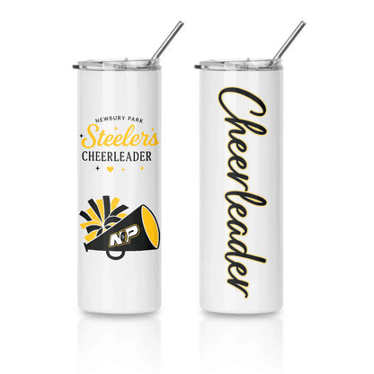 NP Cheer Tumbler 20oz Tumbler Skinny Tumbler with Straw