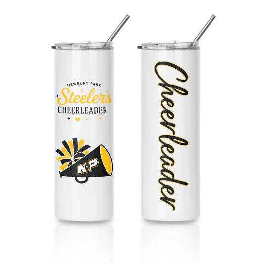 NP Cheer Tumbler 20oz Tumbler Skinny Tumbler with Straw