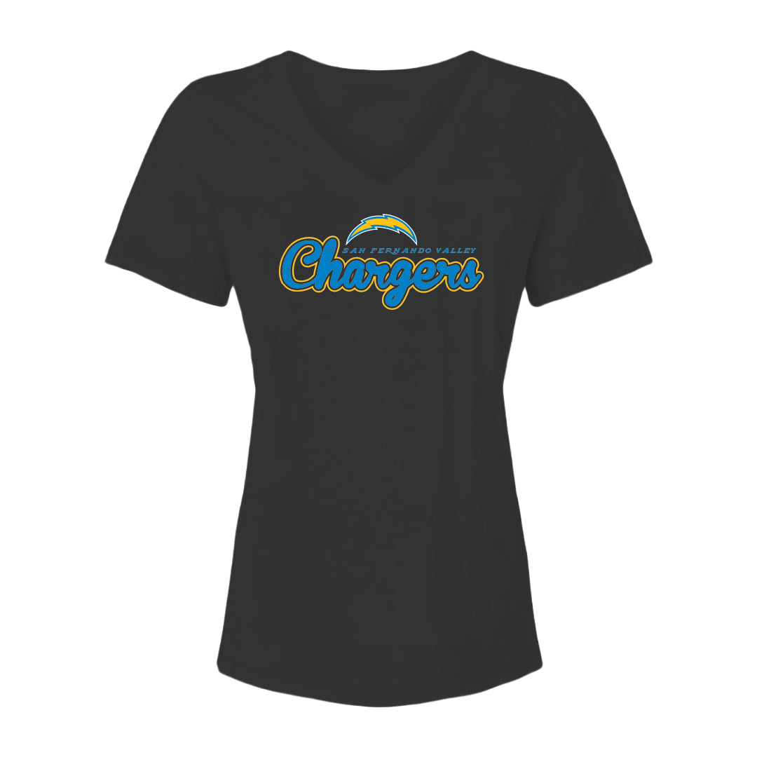 Chargers Script Women's Cotton V-Neck Tee - 6405