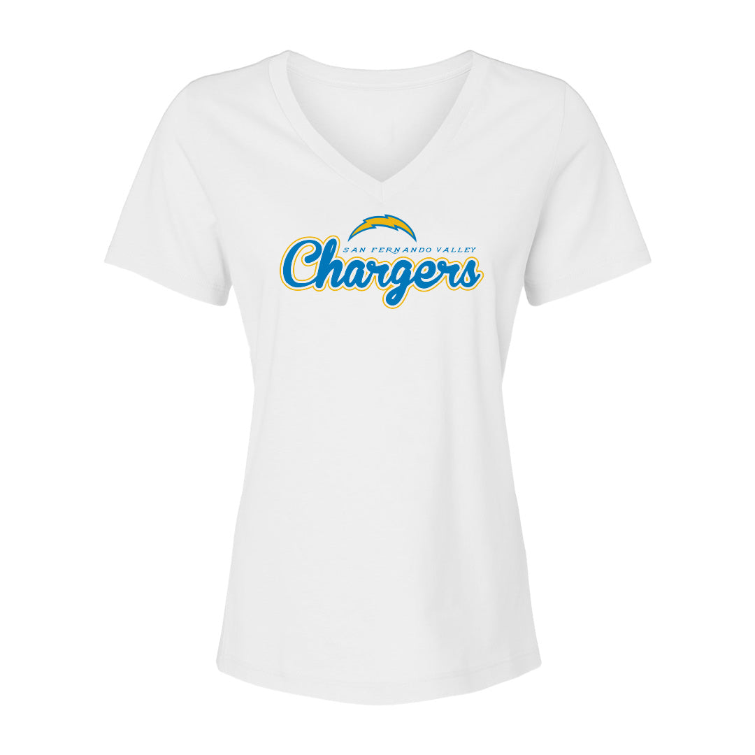 Chargers Script Women's Cotton V-Neck Tee - 6405