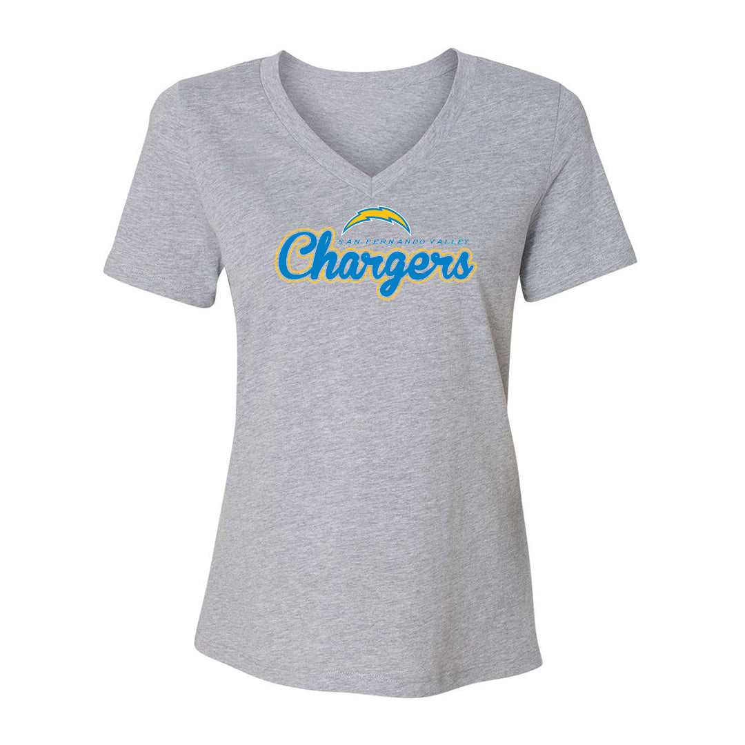 Chargers Script Women's Cotton V-Neck Tee - 6405