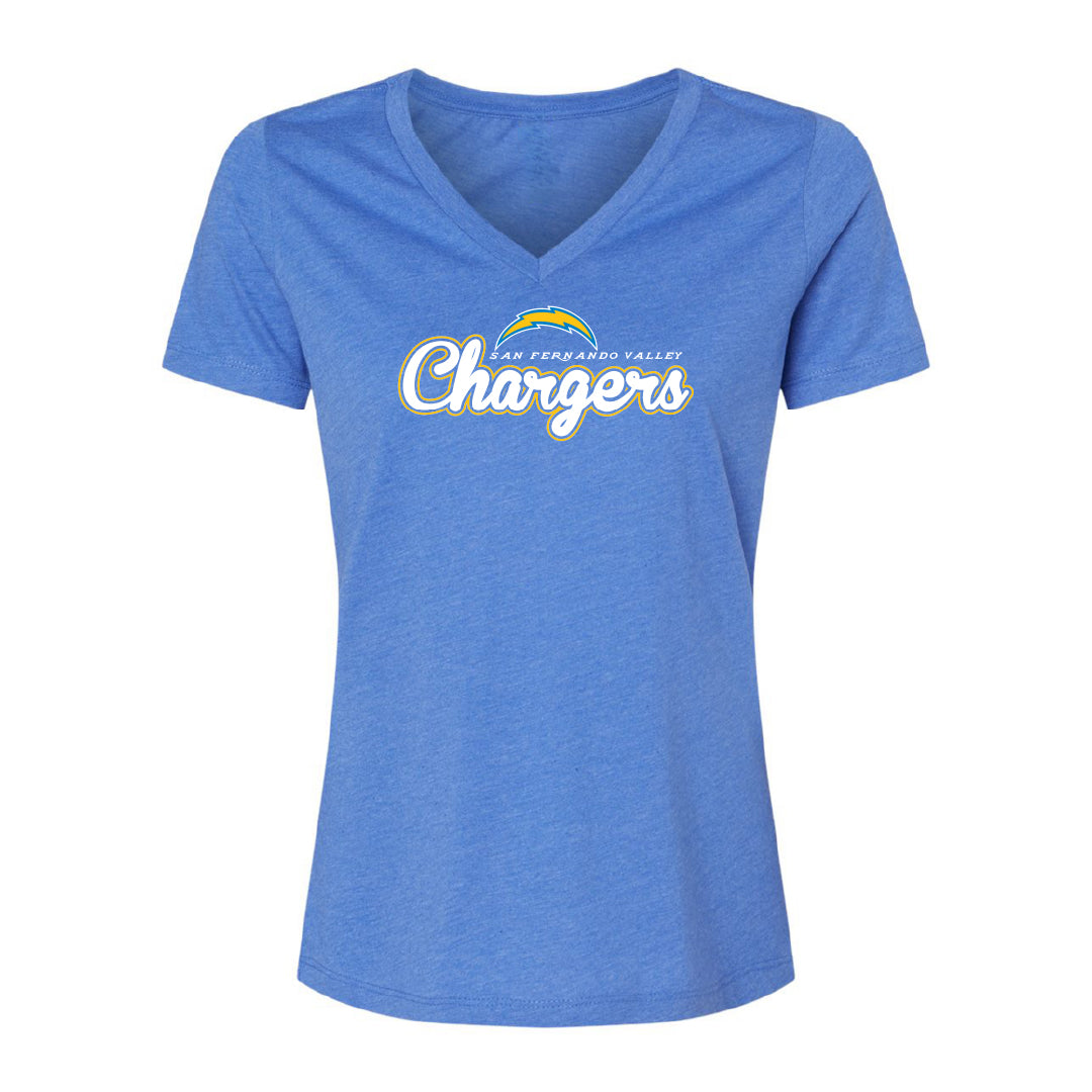 Chargers Script Women's Cotton V-Neck Tee - 6405
