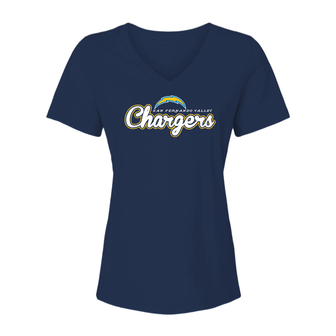 Chargers Script Women's Cotton V-Neck Tee - 6405