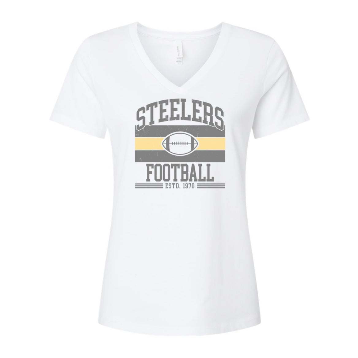Steelers Vintage Stripes Women's Relaxed V-Neck Tee 6405