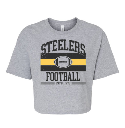 Steelers Vintage Stripes Women's Crop Tee 6482