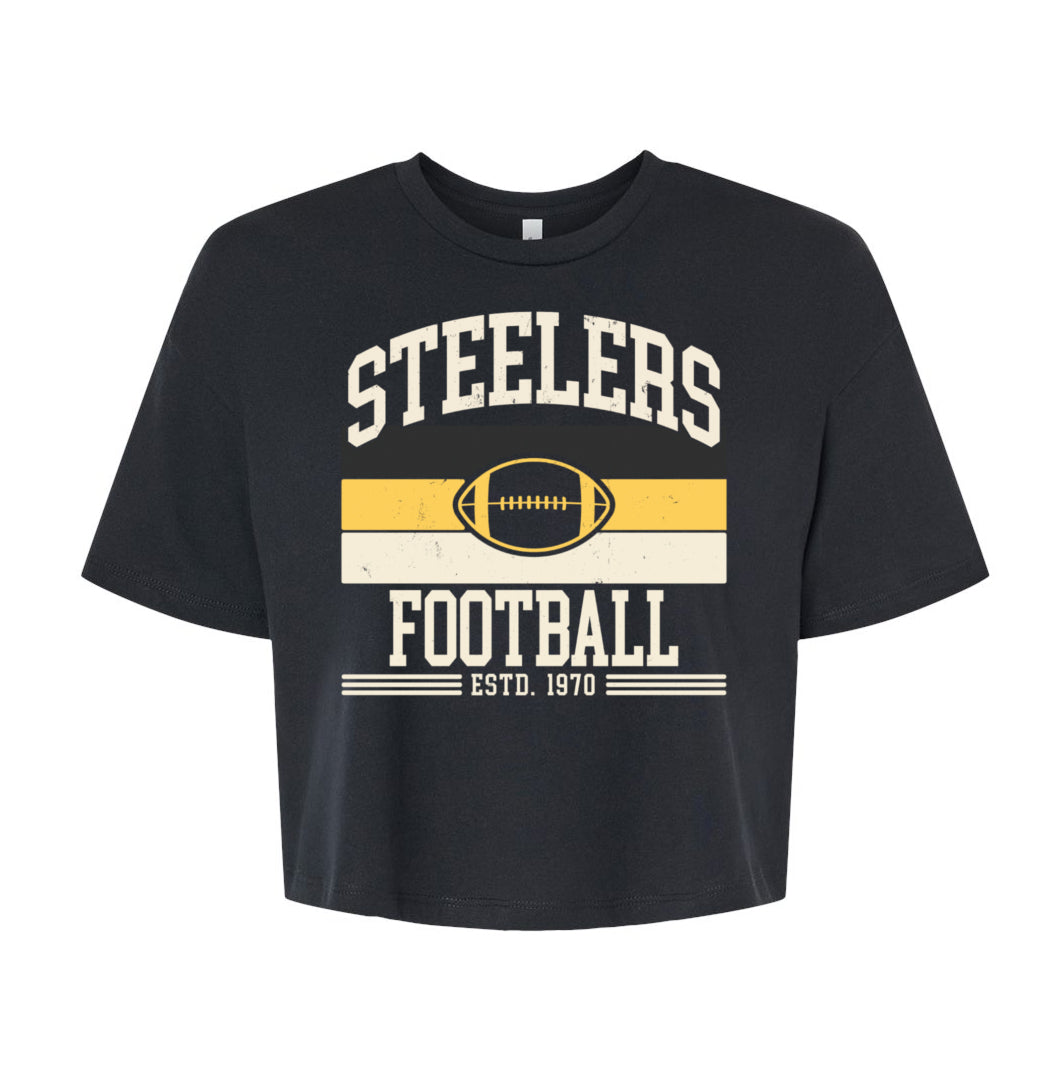 Steelers Vintage Stripes Women's Crop Tee 6482