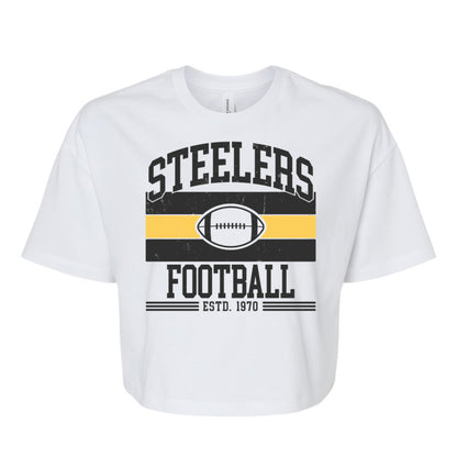 Steelers Vintage Stripes Women's Crop Tee 6482