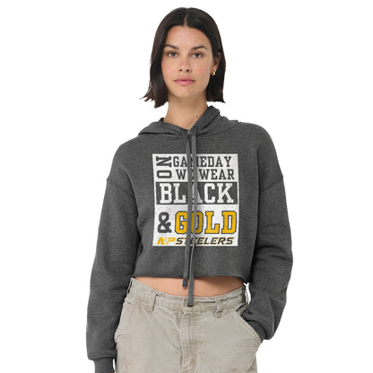NP Game Day Black & Gold Women's Crop Fleece Hoodie 7502