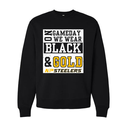 NP Game Day Black & Gold Unisex 10 oz. Heavyweight Crewneck Sweatshirt 4711