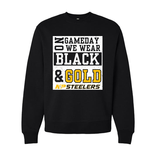 NP Game Day Black & Gold Unisex 10 oz. Heavyweight Crewneck Sweatshirt 4711