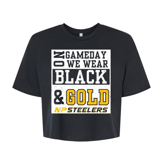NP Game Day Black & Gold Women's Crop Tee 6482