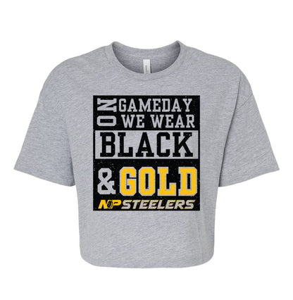 NP Game Day Black & Gold Women's Crop Tee 6482