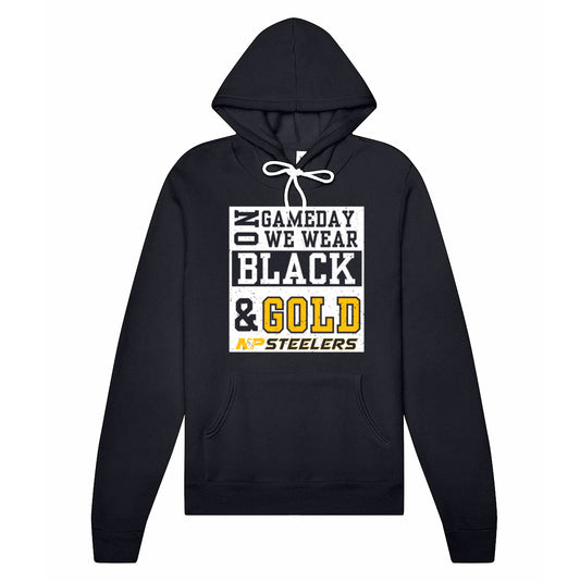 NP Game Day Black & Gold Unisex Sponge Fleece Hoodie 3719