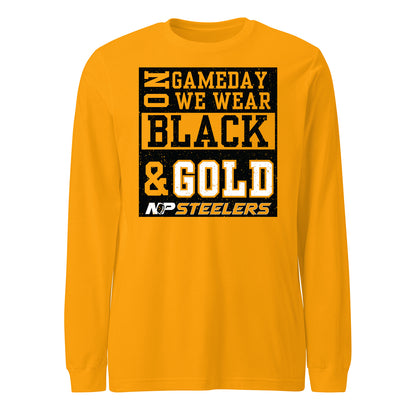 NP Game Day Black & Gold Unisex Long Sleeve Tee 3501