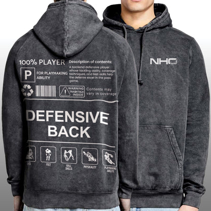 NHO Defensive Back Mineral Washed Vintage Hoodie