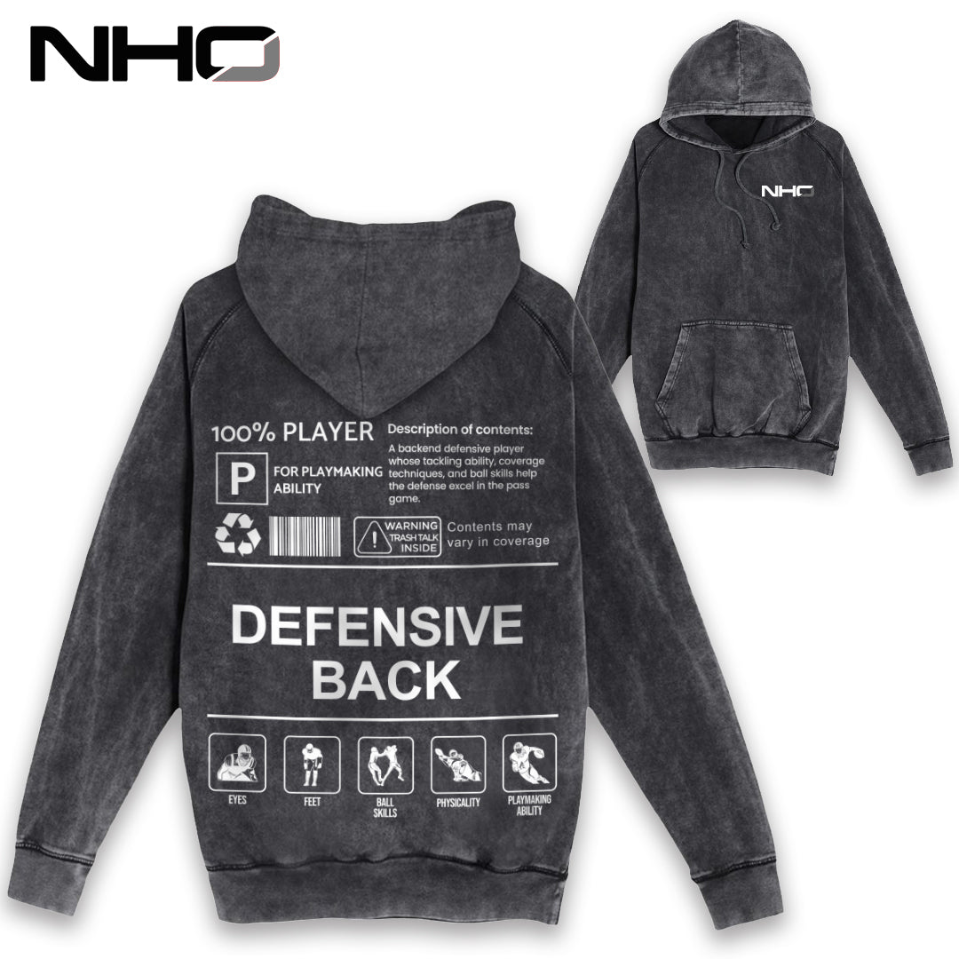 NHO Defensive Back Mineral Washed Vintage Hoodie