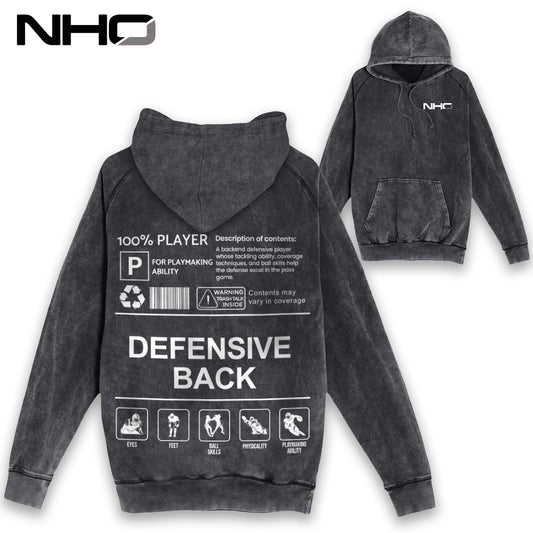 NHO Defensive Back Mineral Washed Vintage Hoodie